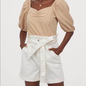 Paper Bag Waist Shorts with tie belt